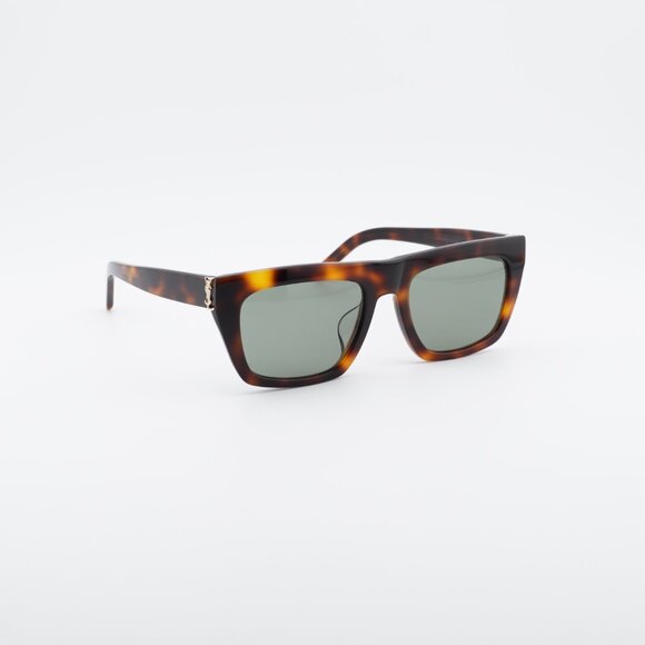 Saint Laurent SL M131/F 003 Sunglasses Havana Square Frame, Green Lenses main image 9